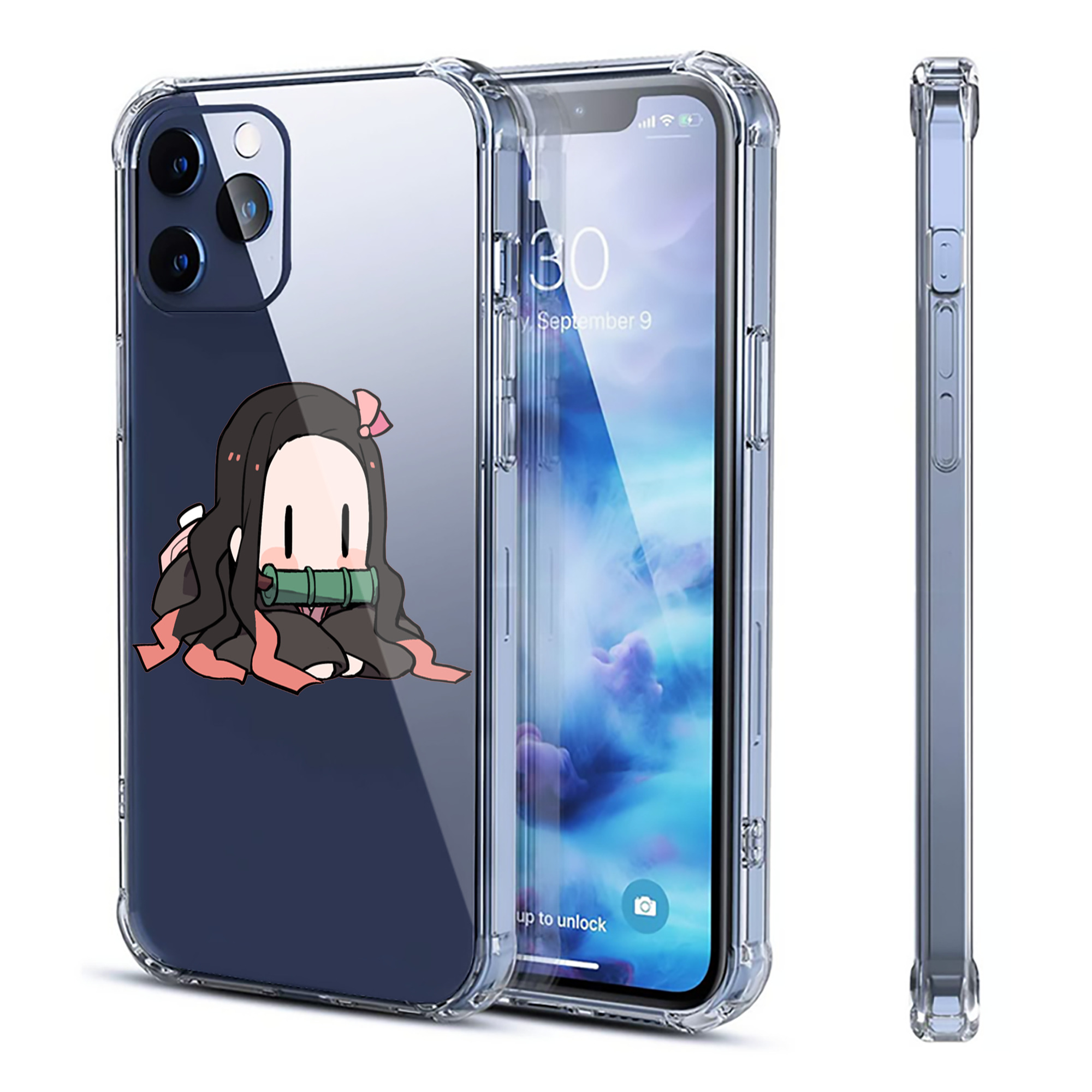 （画像用） 鬼滅の刃（きめつのやいば）竈門 禰󠄀豆子／かまど ねずこ Kamado Nezuko 【iPhone 12シリーズ対応】透明スマホケース（クリアソフトケース）
